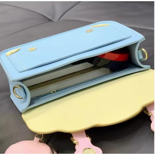 全新台灣現貨 多巴胺奶油撞色  時尚斜背包 可愛小包包-細節圖4