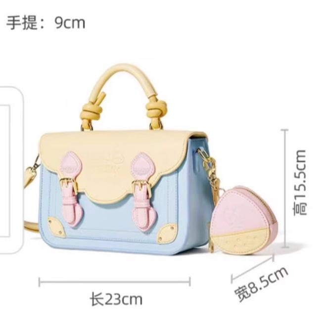 全新台灣現貨 多巴胺奶油撞色  時尚斜背包 可愛小包包-細節圖5