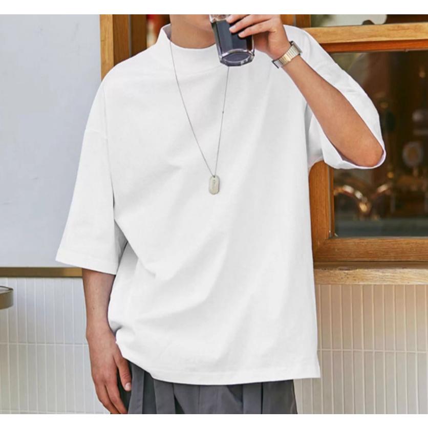 全新台灣現貨半高領重磅棉TEE百搭街頭短上衣 簡約好搭-細節圖2