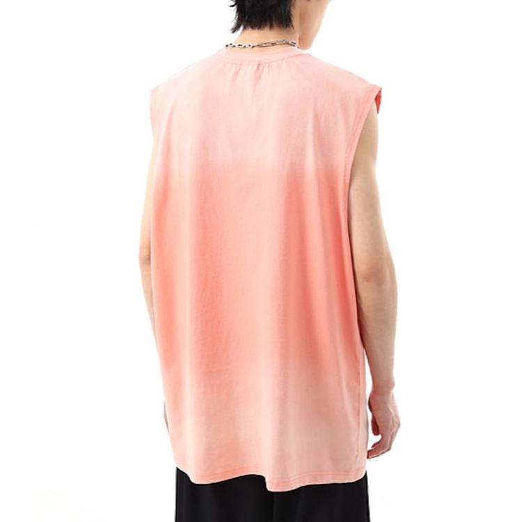 全新台灣現貨 夏日嘻哈漸層染印花無袖寬鬆背心 男女棉質背心-細節圖2