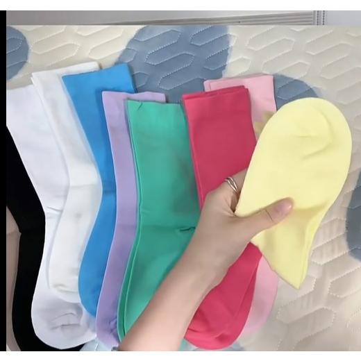 全新台灣現貨 彩色多巴胺 素色中筒襪 堆堆襪-細節圖4