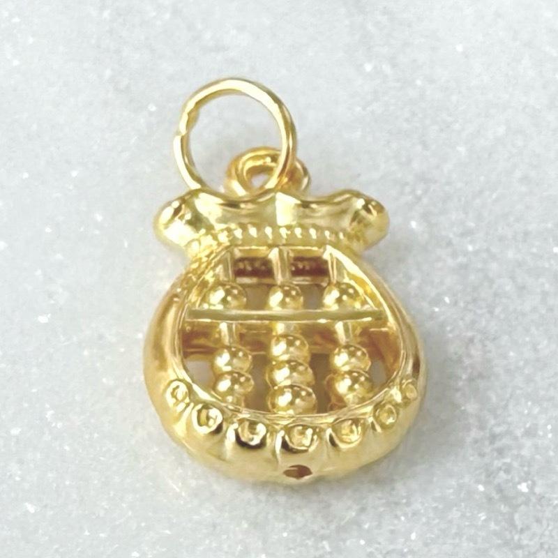 全新 24K金包999足銀 金算盤錢袋 墜子(不含鏈)-細節圖6