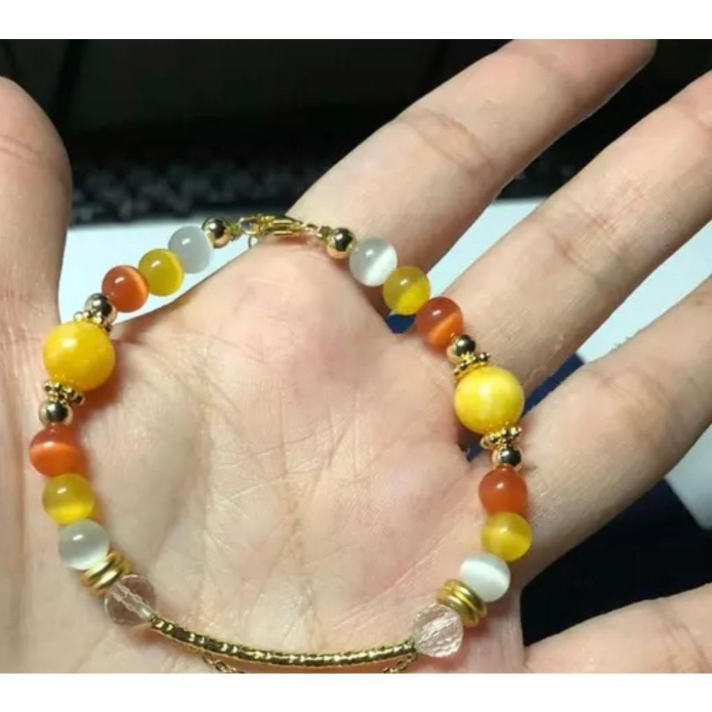 ｛免運推薦｝貓眼石+蜜蠟 設計款手鍊 手鏈-細節圖4