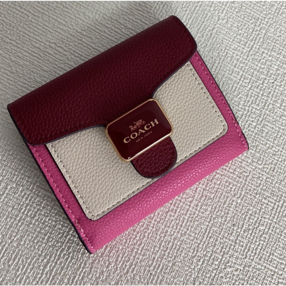（momo shop）Coach 蔻馳 新款皮夾 中夾 女士牛皮翻蓋按釦長款錢包 時尚手拿包 多卡位錢夾 卡包-細節圖3