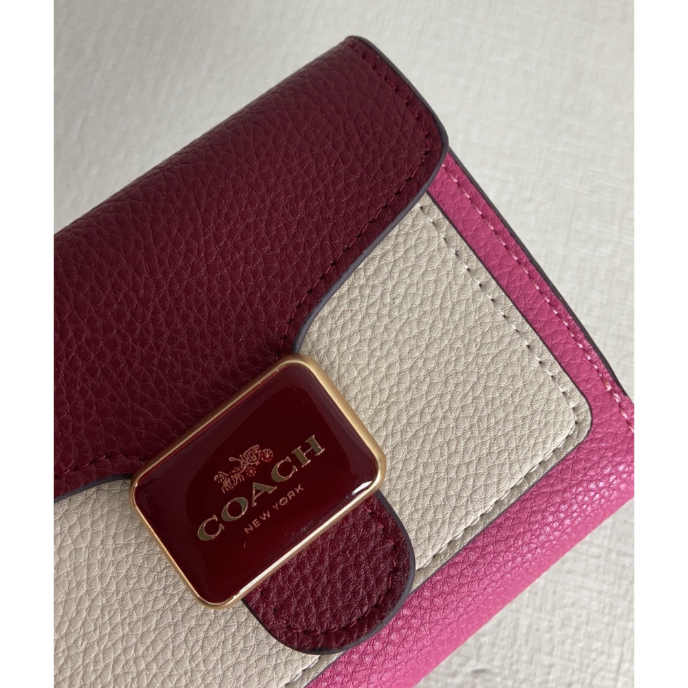（momo shop）Coach 蔻馳 新款皮夾 中夾 女士牛皮翻蓋按釦長款錢包 時尚手拿包 多卡位錢夾 卡包-細節圖8