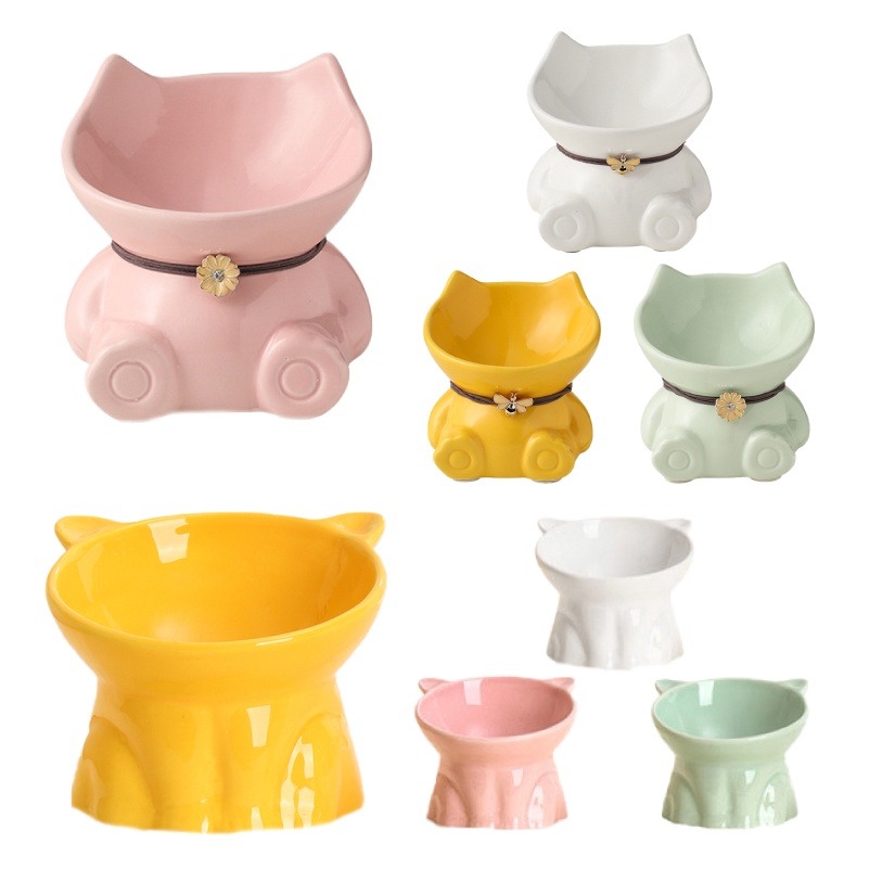 【秒發🔥免運】寵物碗 寵物護頸碗 陶瓷飼料碗 斜口碗 高腳寵物碗 貓咪護頸碗 狗狗護頸碗 防蟻碗 狗碗 貓碗 寵物碗-細節圖2