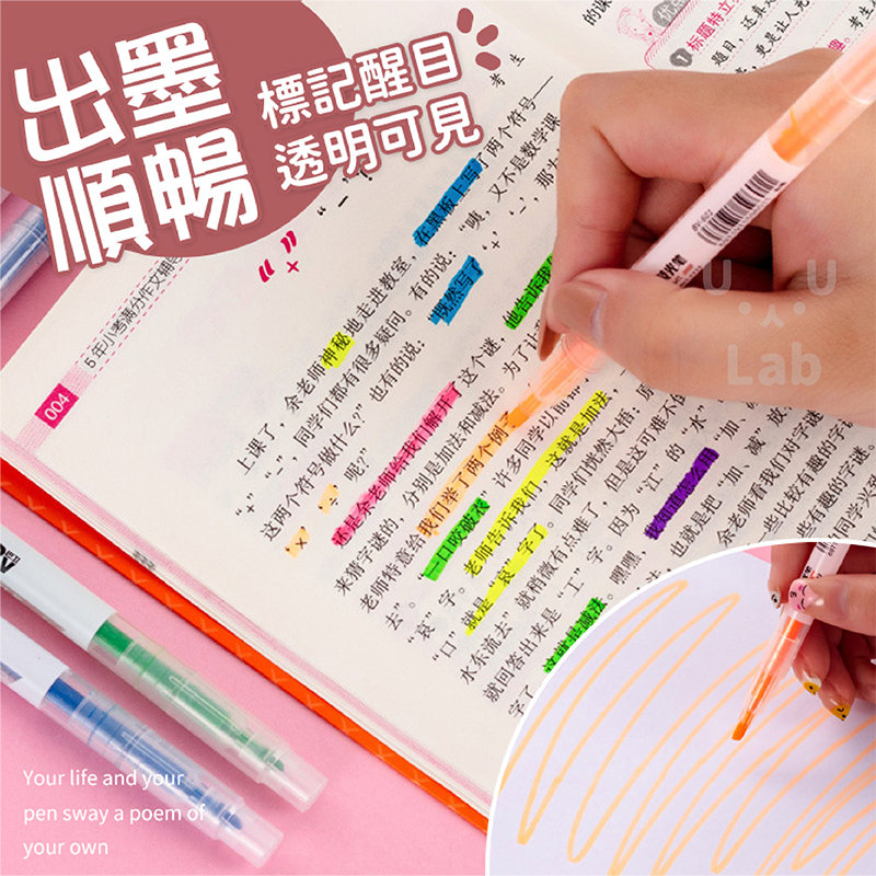 【新品現貨】螢光筆 記號筆 彩色筆 重點筆 雙頭筆 畫線筆 文具 筆記 事務用品 日記 雙頭 可愛 紫色 綠色 橘色-細節圖2