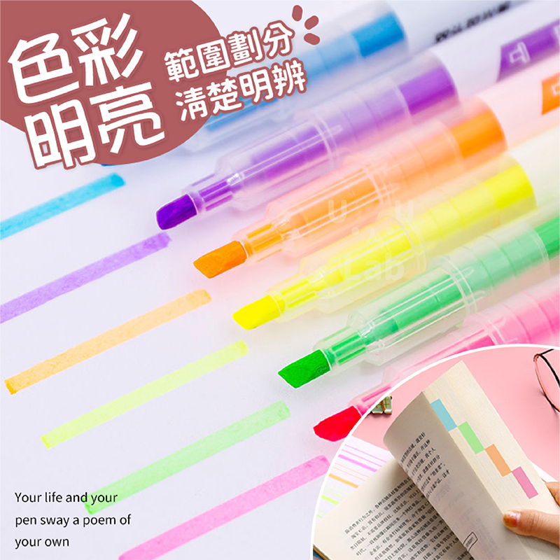 【新品現貨】螢光筆 記號筆 彩色筆 重點筆 雙頭筆 畫線筆 文具 筆記 事務用品 日記 雙頭 可愛 紫色 綠色 橘色-細節圖4