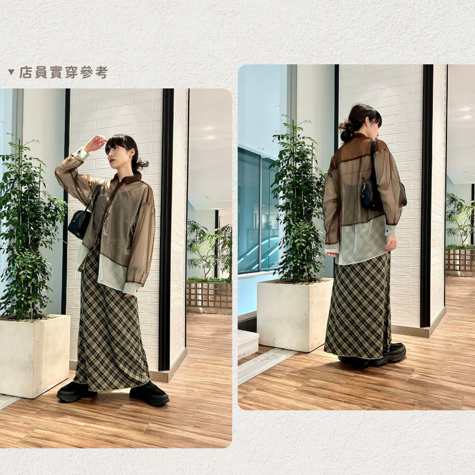 單件免運 🐈 快來帶走我的二手衣 🐈日本正品 KBF 層次透膚襯衫 咖啡x淺薄荷綠 二手日牌 古著-細節圖2