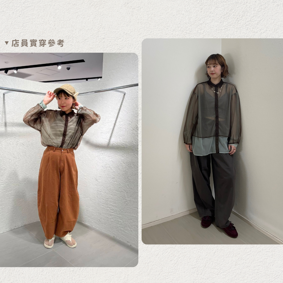 單件免運 🐈 快來帶走我的二手衣 🐈日本正品 KBF 層次透膚襯衫 咖啡x淺薄荷綠 二手日牌 古著-細節圖4