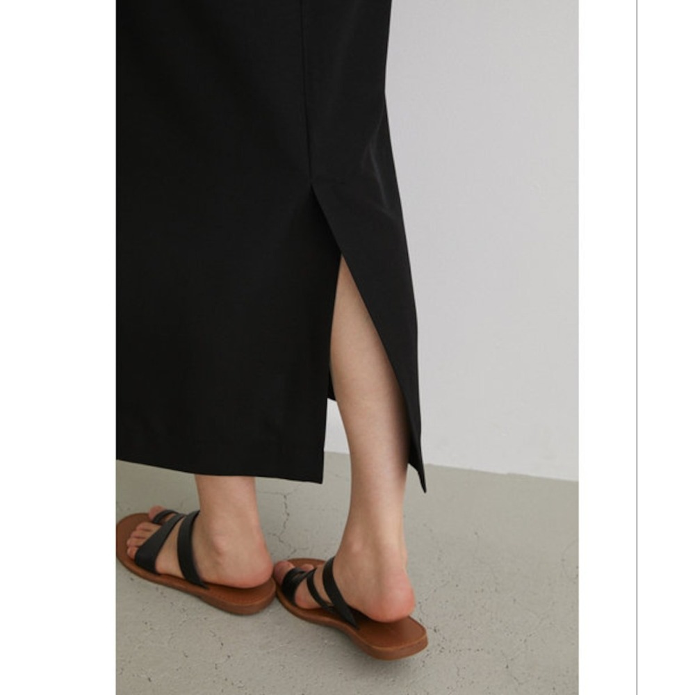 免運費 🐈快來帶走我的二手衣 🐈 日本正品 STYLEMIXER 西裝布質感高腰直筒裙 附肩帶 黑色 S號 二手日牌-細節圖6