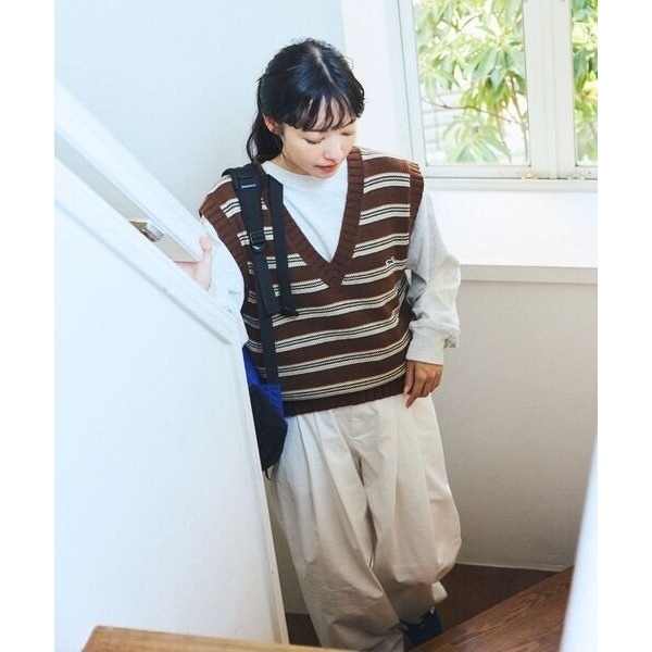 🐈快來帶走我的二手衣 日本正品 TOWN CRAFT × FREAK’S STORE 聯名 小狐狸V領針織背心 咖啡-細節圖2