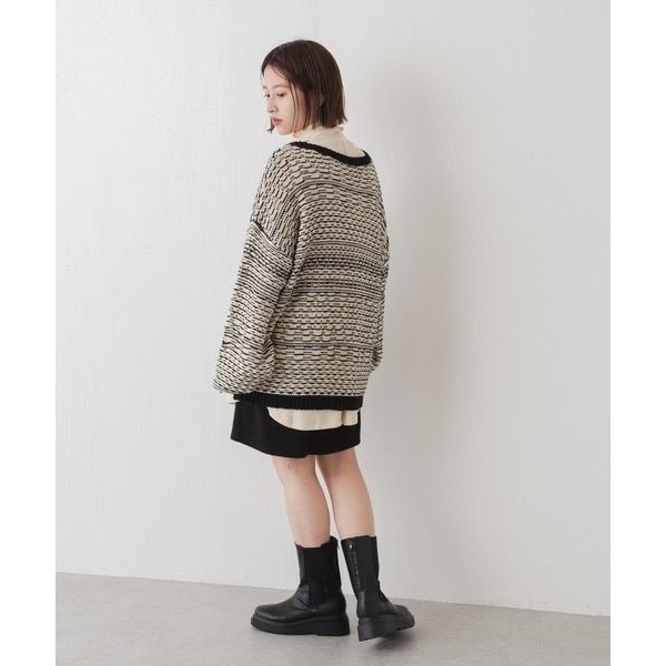 🐈 快來帶走我的二手衣 🇯🇵 🐈 日本正品 Kastane 不規則織紋落肩毛衣 米白色 V領 針織 二手日牌-細節圖7