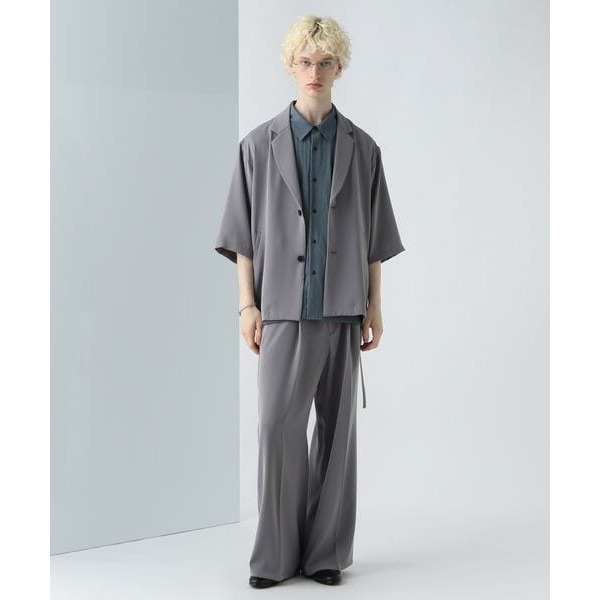 🐈快來帶走我的二手衣🐈 日本正品 HARE 《定番設計TOROMI系列》高級光澤感下襬綁帶短袖西裝外套 灰色 日牌-細節圖8