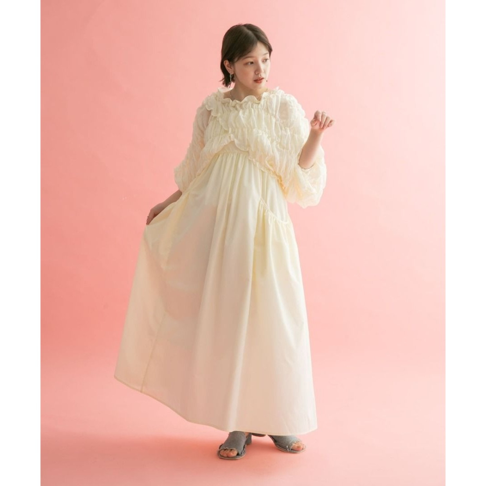 🐈 快來帶走我的二手衣 🇯🇵🐈日本正品 KBF 多WAY褶皺造型襯衫 米白色 長袖罩衫 日牌-細節圖5