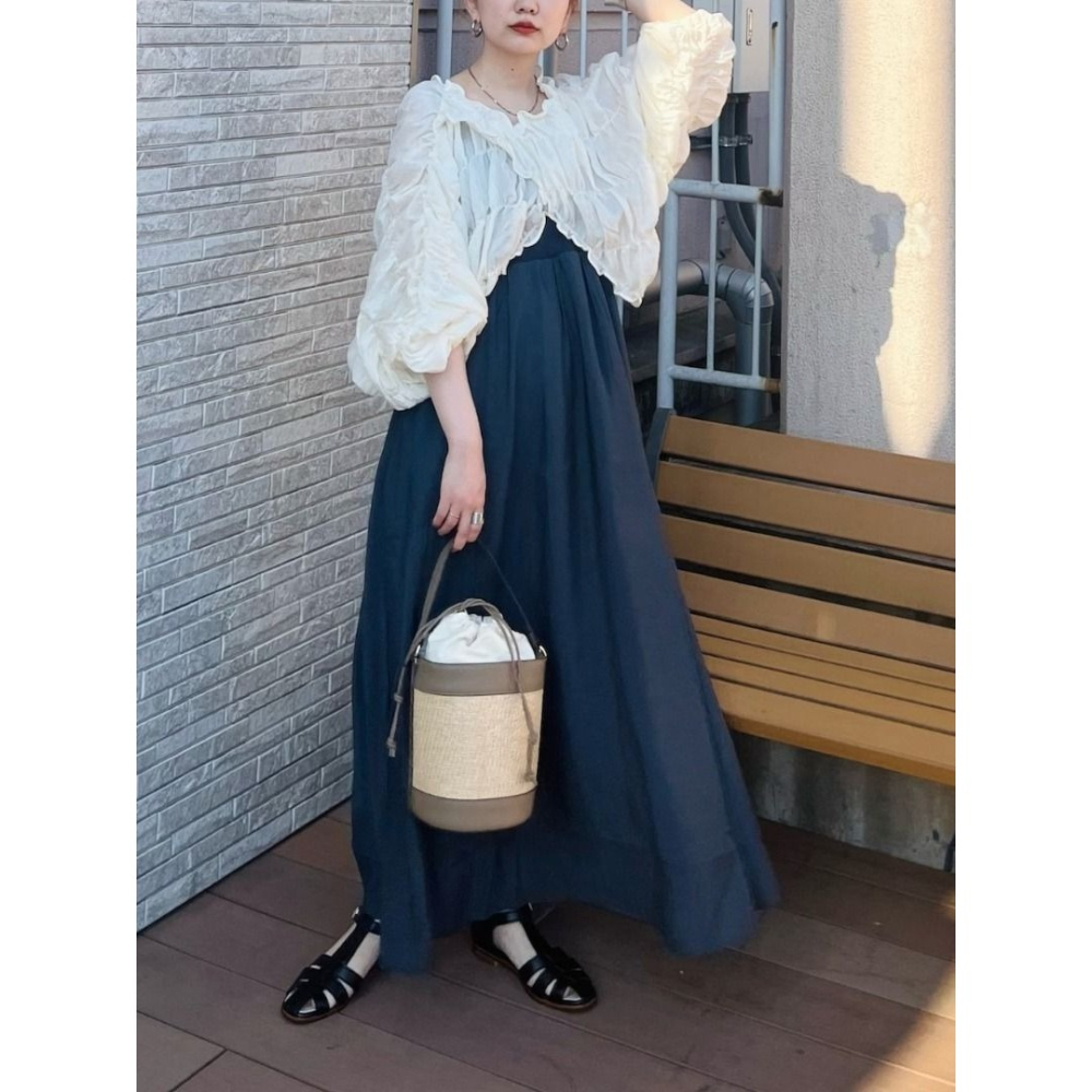 🐈 快來帶走我的二手衣 🇯🇵🐈日本正品 KBF 多WAY褶皺造型襯衫 米白色 長袖罩衫 日牌-細節圖8