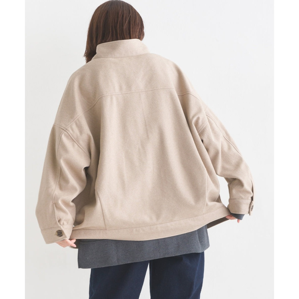 🐈 快來帶走我的二手衣 🇯🇵 🐈 日本正品 OMNES 輕量舒適斜紋棉立領大衣外套 淺駝色 日牌古著-細節圖4