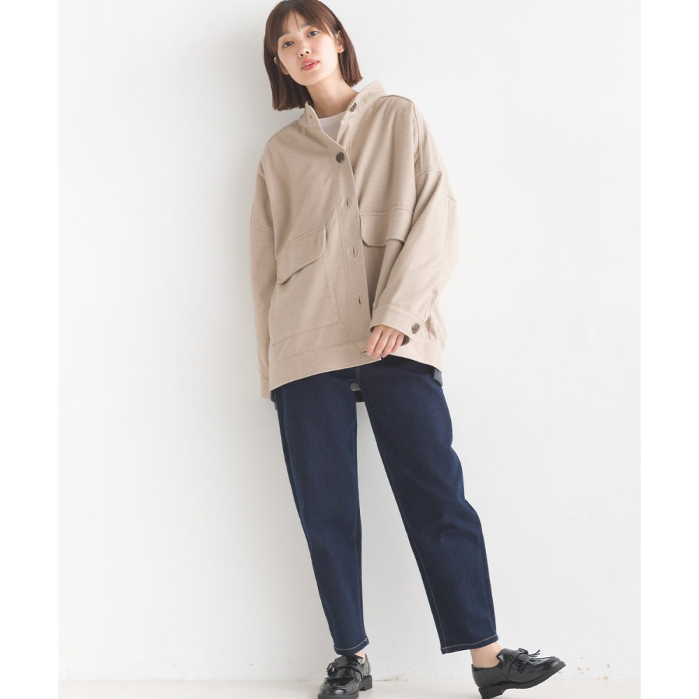 🐈 快來帶走我的二手衣 🇯🇵 🐈 日本正品 OMNES 輕量舒適斜紋棉立領大衣外套 淺駝色 日牌古著-細節圖6