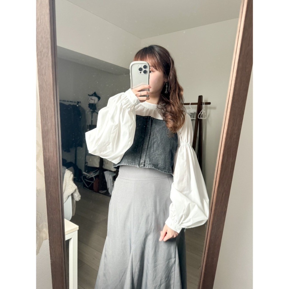 🐈 快來帶走我的二手衣 🇯🇵 🐈 日本正品 KBF IMOKO 聯名 牛仔背心外套組 黑色 二手日牌 古著-細節圖9