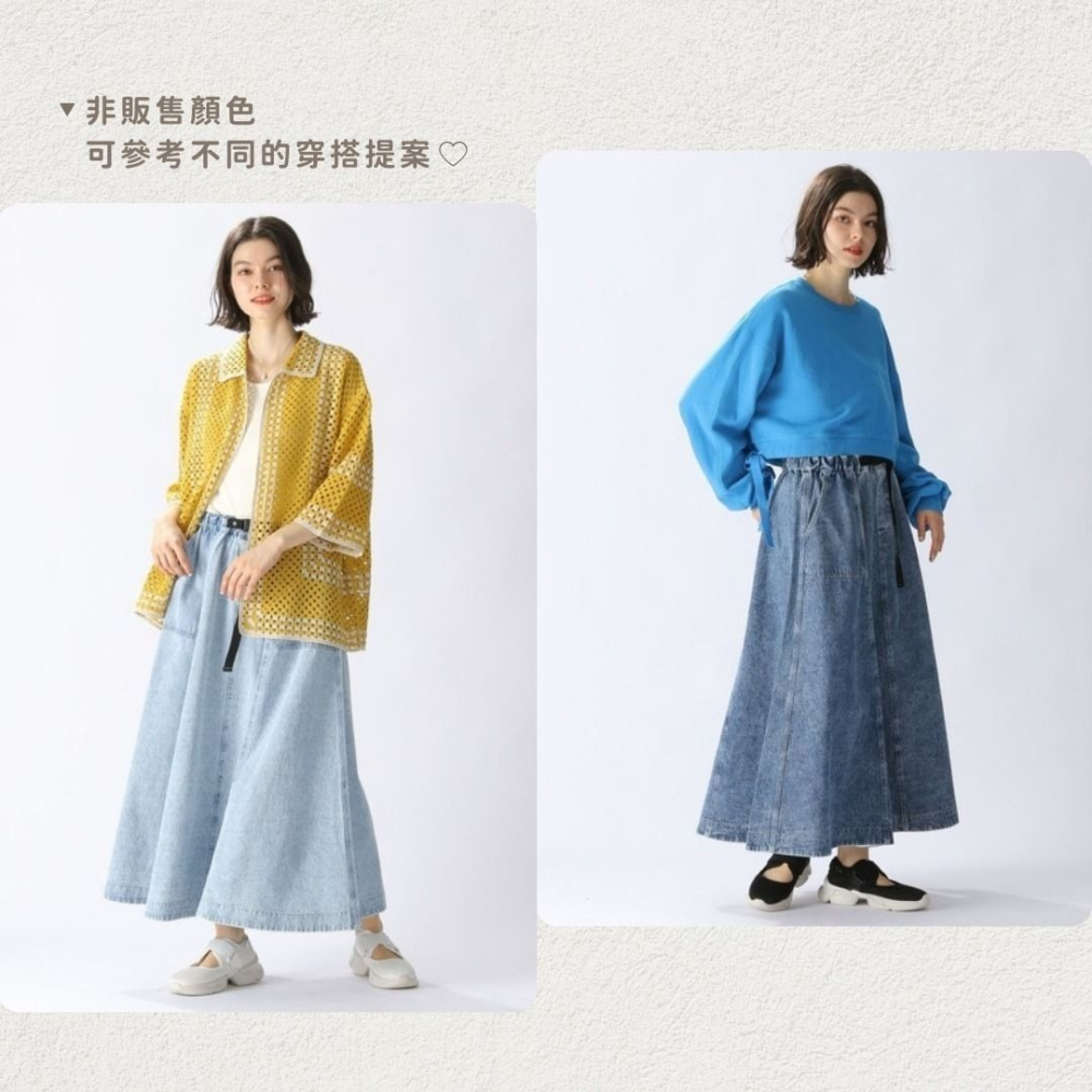 🐈 快來帶走我的二手衣 🇯🇵 🐈 日本正品 niko and... 附腰帶の撞色車線棉質工裝裙 白色 M號 日牌-細節圖5