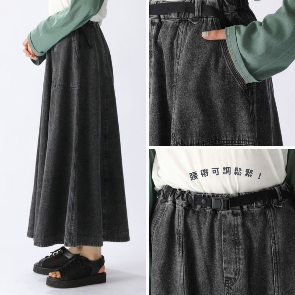 🐈 快來帶走我的二手衣 🇯🇵 🐈 日本正品 niko and... 附腰帶の撞色車線棉質工裝裙 白色 M號 日牌-細節圖6