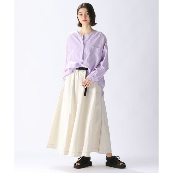 🐈 快來帶走我的二手衣 🇯🇵 🐈 日本正品 niko and... 附腰帶の撞色車線棉質工裝裙 白色 M號 日牌-細節圖8