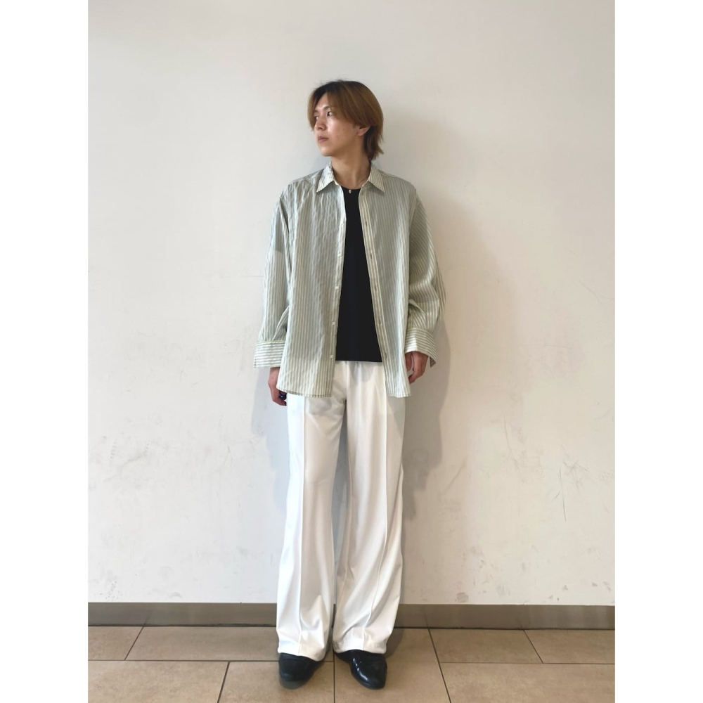 🐈 快來帶走我的二手衣 🐈 日本正品 SENSE OF PLACE 日系必備！透膚條紋襯衫 綠色 日牌古著-細節圖5