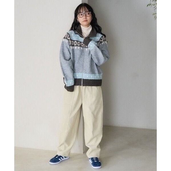 🐈 快來帶走我的二手衣 🇯🇵 🐈 日本正品 FREAK＇S STORE 北歐拉鍊針織毛衣外套 灰藍色 日牌-細節圖4