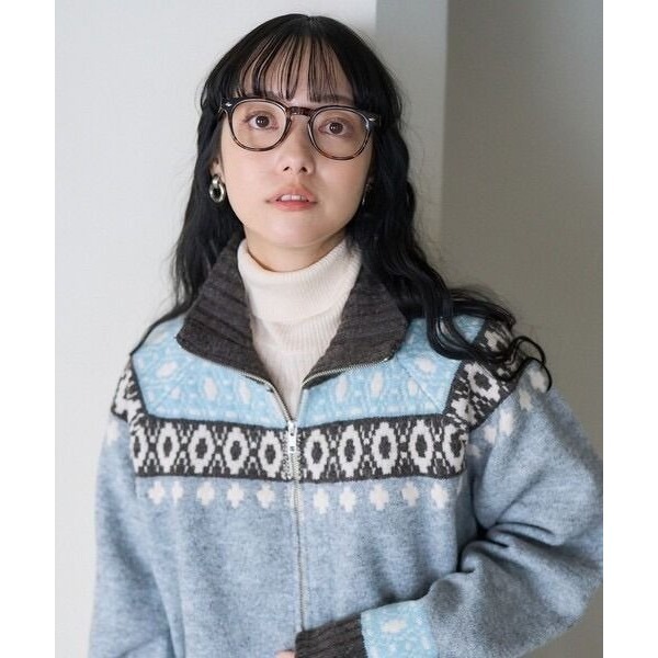 🐈 快來帶走我的二手衣 🇯🇵 🐈 日本正品 FREAK＇S STORE 北歐拉鍊針織毛衣外套 灰藍色 日牌-細節圖5