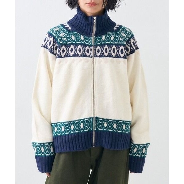 🐈 快來帶走我的二手衣 🇯🇵 🐈 日本正品 FREAK＇S STORE 北歐拉鍊針織毛衣外套 灰藍色 日牌-細節圖6