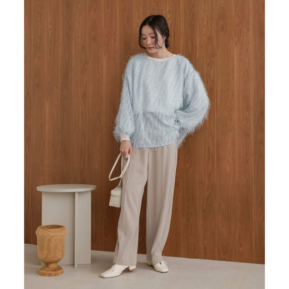 🐈 快來帶走我的二手衣 🇯🇵 🐈 日本正品 Bab 羽毛分層設計大學Tee 淡藍色 長袖上衣 二手日牌-細節圖2