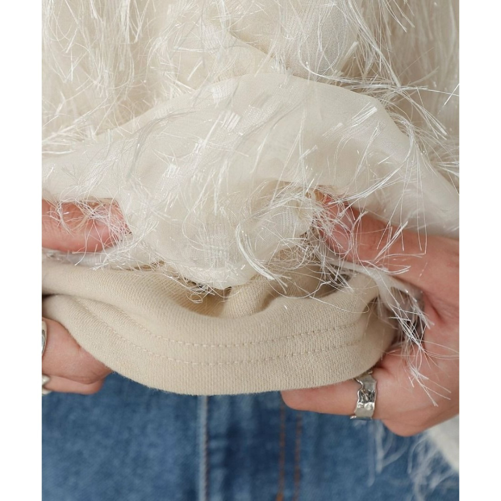 🐈 快來帶走我的二手衣 🇯🇵 🐈 日本正品 Bab 羽毛分層設計大學Tee 淡藍色 長袖上衣 二手日牌-細節圖8