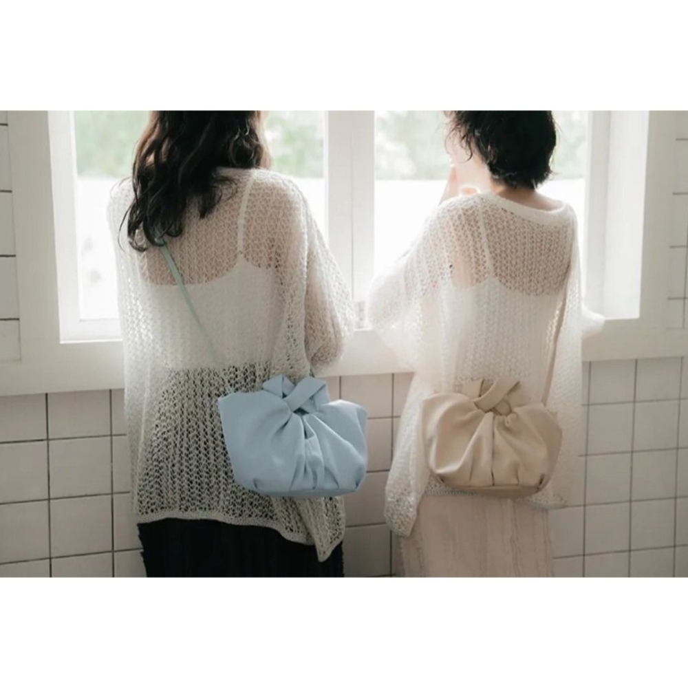 🐈 全新 快來帶走我的二手衣 🇯🇵 🐈 日本正品 midori 綠 羊角麵包皮革包 3way 淺藍色 日牌-細節圖6