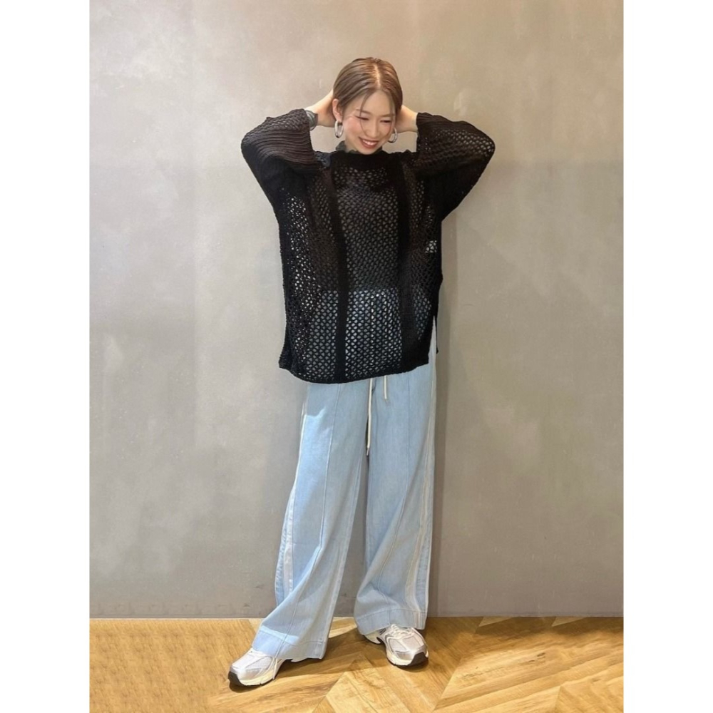 🐈 快來帶走我的二手衣 🇯🇵 🐈 日本正品 JEANASIS 顯瘦針織洞洞開衩上衣 米白 日牌古著-細節圖7