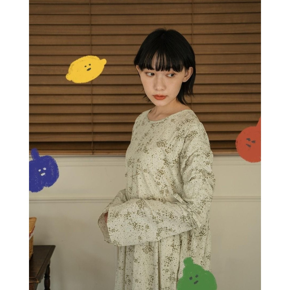 🐈 快來帶走我的二手衣 🇯🇵 🐈 日本正品 midori 魔法公主抽繩碎花洋裝 淡綠 蛋糕裙襬 二手日牌 古著-細節圖2