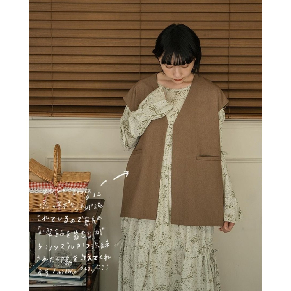 🐈 快來帶走我的二手衣 🇯🇵 🐈 日本正品 midori 魔法公主抽繩碎花洋裝 淡綠 蛋糕裙襬 二手日牌 古著-細節圖8