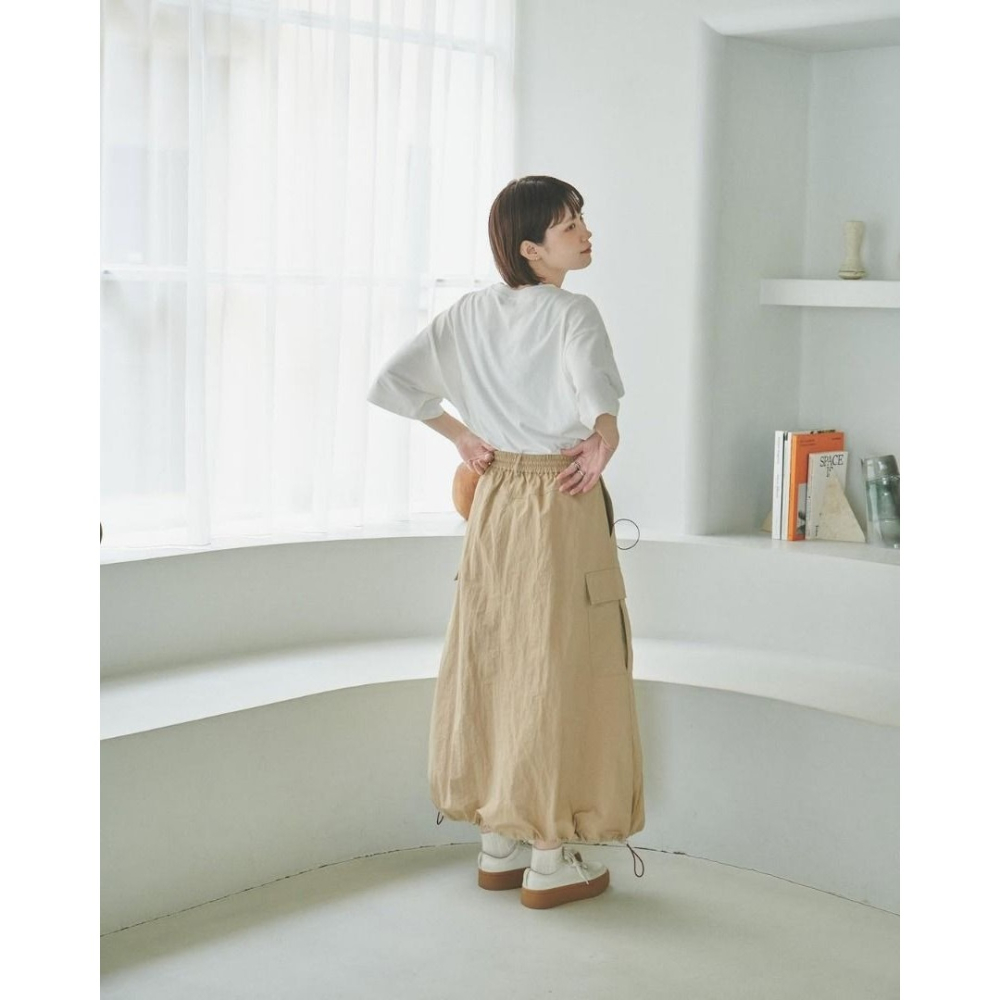 🐈 快來帶走我的二手衣 🇯🇵 🐈 日本正品 Unclip 工裝感抽繩綁帶半身裙 卡其色 模特村濱遙 個人品牌 二-細節圖2