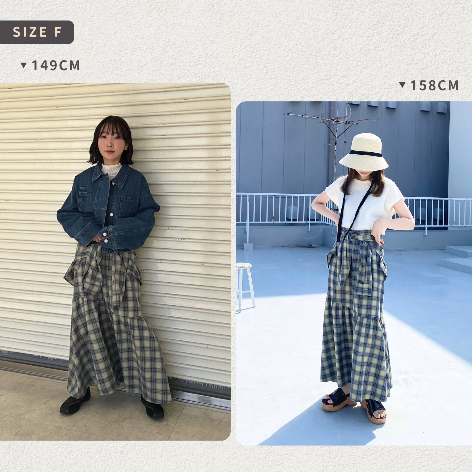 🐈 快來帶走我的二手衣 🇯🇵 🐈 日本正品 KBF 袖子打結格紋裙 芥末黃 二手日牌 古著-細節圖3