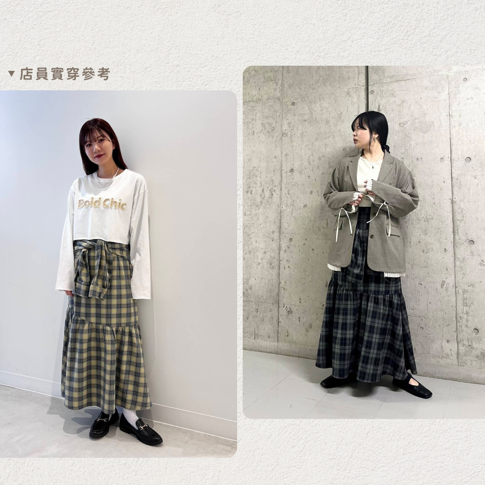 🐈 快來帶走我的二手衣 🇯🇵 🐈 日本正品 KBF 袖子打結格紋裙 芥末黃 二手日牌 古著-細節圖4