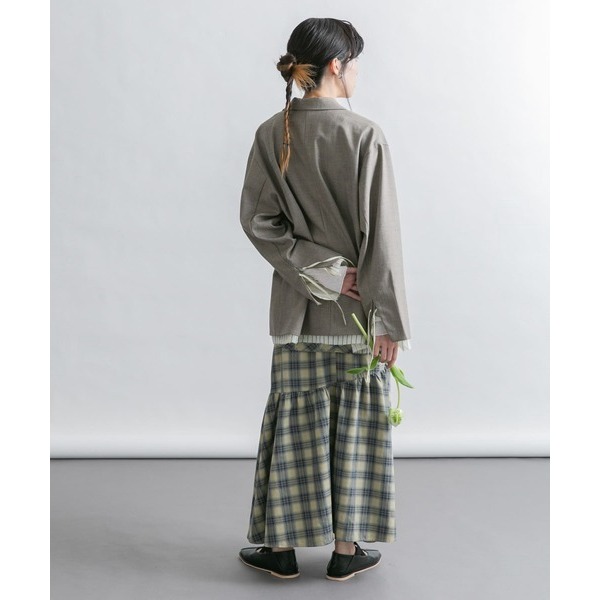 🐈 快來帶走我的二手衣 🇯🇵 🐈 日本正品 KBF 袖子打結格紋裙 芥末黃 二手日牌 古著-細節圖10