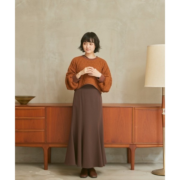 🐈 快來帶走我的二手衣 🇯🇵 🐈 日本正品 moi tytto 後開洞短版絎縫上衣 長袖 磚紅色 二手日牌 古著-細節圖4