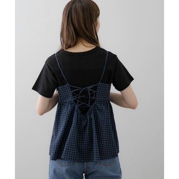 🐈 快來帶走我的二手衣 🇯🇵 🐈 日本正品 Sonny Label 後綁帶吊帶背心 深藍格紋 二手日牌 古著-細節圖2