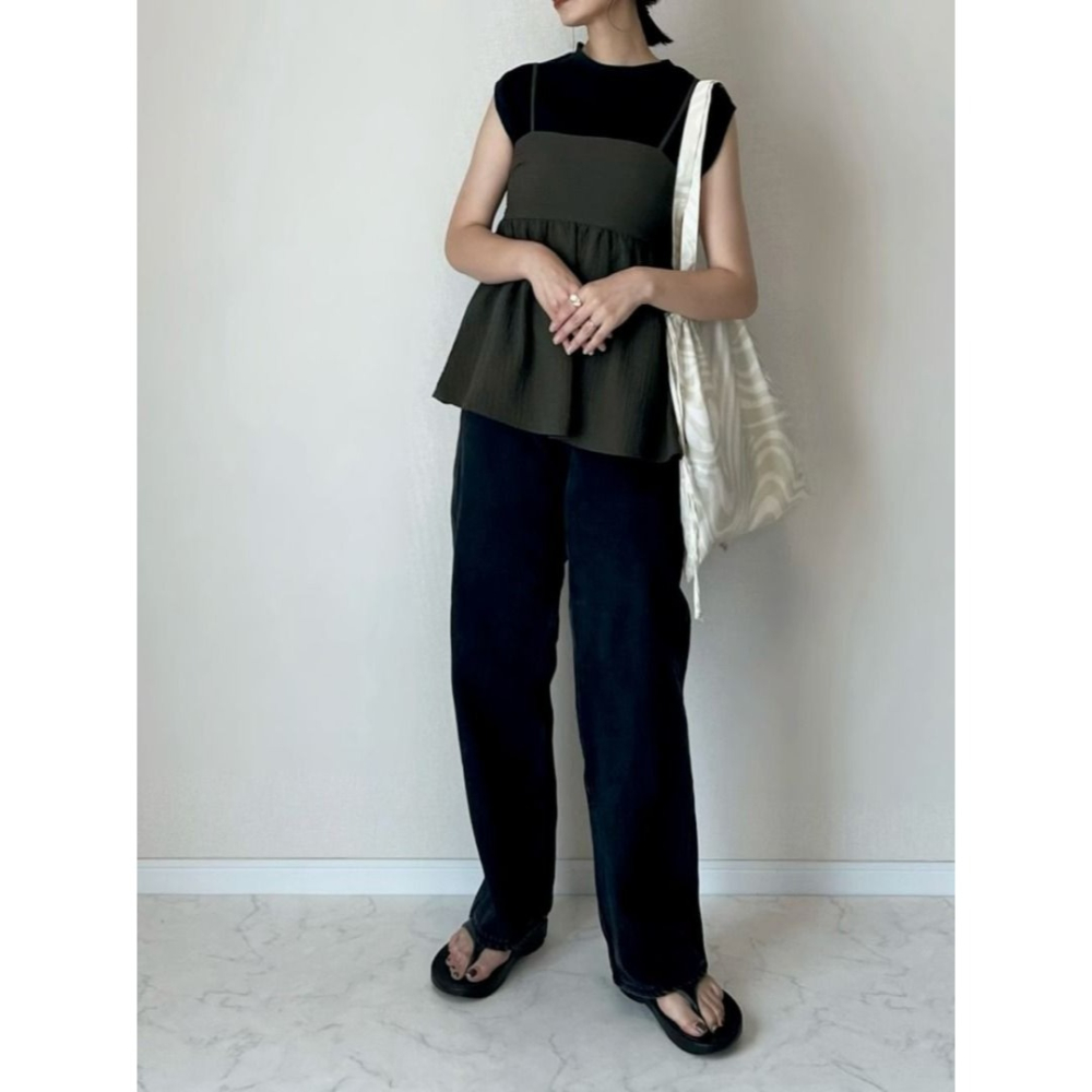 🐈 快來帶走我的二手衣 🇯🇵 🐈 日本正品 Sonny Label 後綁帶吊帶背心 深藍格紋 二手日牌 古著-細節圖7