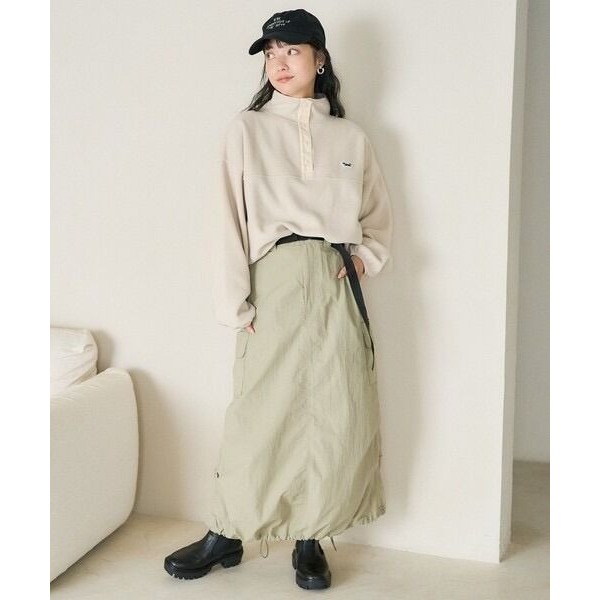 🐈 快來帶走我的二手衣 🇯🇵 🐈 日本正品 FREAK＇S STORE 淺灰綠腰帶工裝裙 抽繩設計 大口袋 日牌-細節圖2