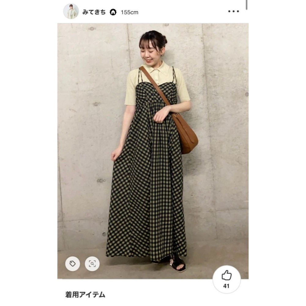 🐈 快來帶走我的二手衣 🇯🇵 🐈 日本正品 KBF 造型雙肩帶格紋洋裝 卡其格紋 吊帶裙 二手日牌 古著-細節圖7