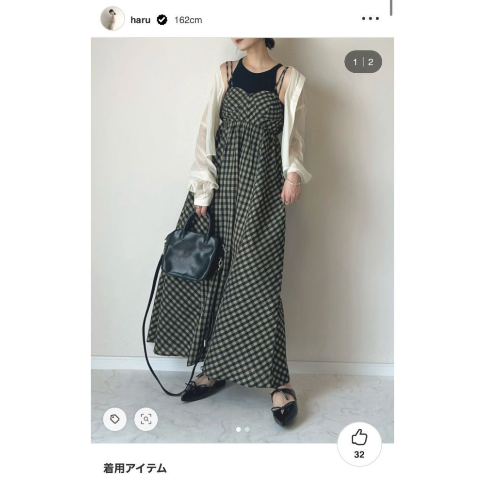 🐈 快來帶走我的二手衣 🇯🇵 🐈 日本正品 KBF 造型雙肩帶格紋洋裝 卡其格紋 吊帶裙 二手日牌 古著-細節圖8