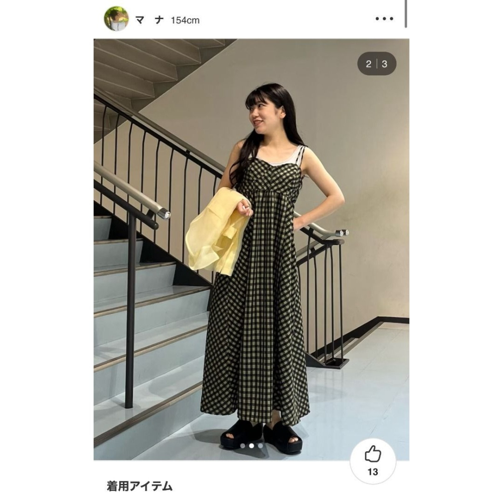 🐈 快來帶走我的二手衣 🇯🇵 🐈 日本正品 KBF 造型雙肩帶格紋洋裝 卡其格紋 吊帶裙 二手日牌 古著-細節圖9