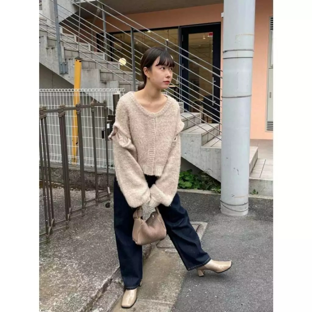 🐈 快來帶走我的二手衣 🇯🇵 🐈 日本正品 Kastane 混色毛線 3way 短版針織外套 米色 二手日牌-細節圖3