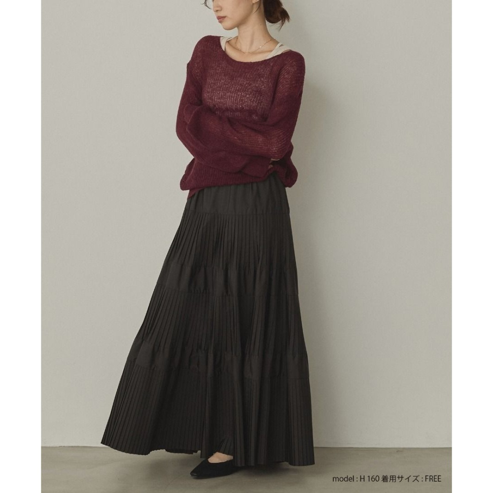 🐈 快來帶走我的二手衣 🐈 日本正品 HUNCH 質感派克大衣外套 象牙色 + 層次感優雅細褶長裙 黑色 日牌-細節圖4