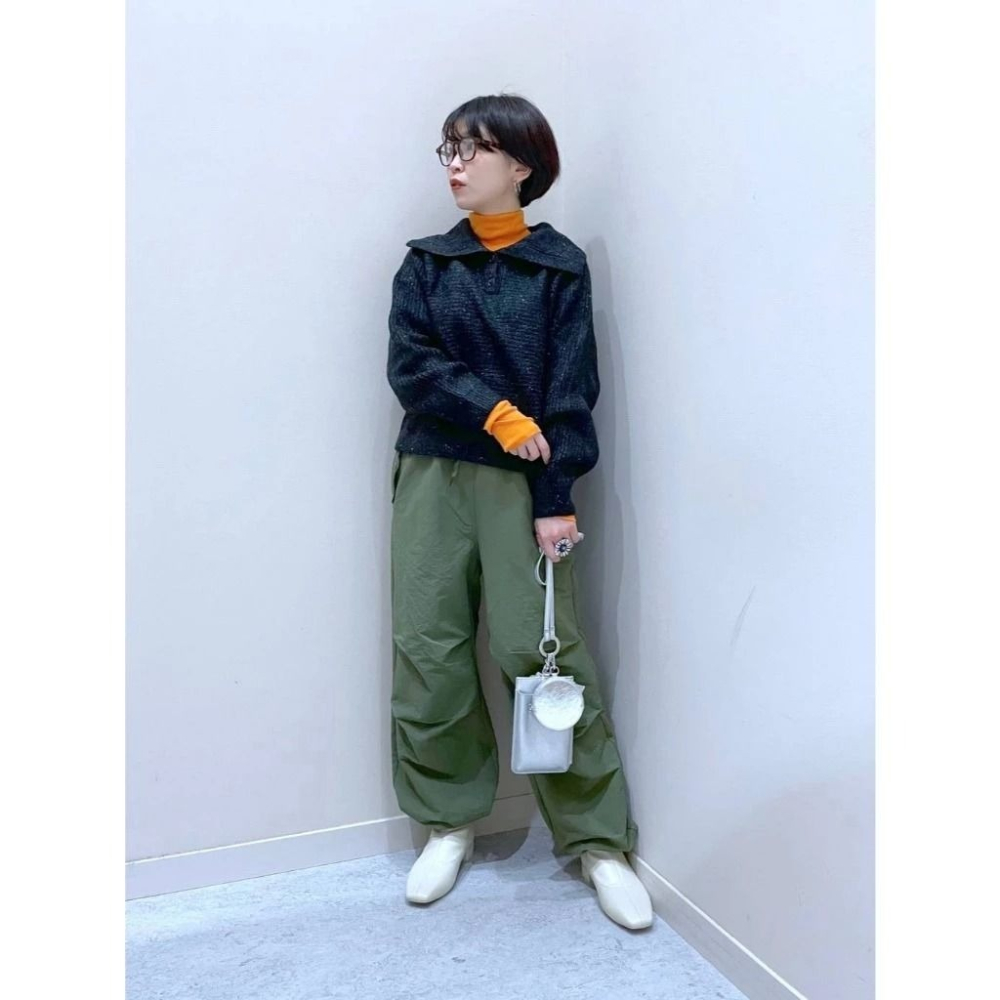 🐈 快來帶走我的二手衣 🇯🇵 🐈 日本正品 LOWRYS FARM 可愛大領混織短版上衣 炭黑色 二手日牌 古著-細節圖2